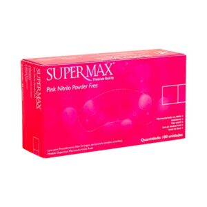 Luva Nitrílica de Procedimento Sem Pó Pink P - Supermax