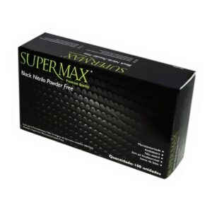 Luva Nitrílica de Procedimento Sem Pó Preta G - Supermax