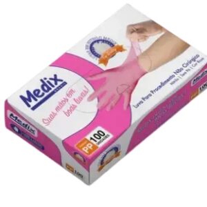 Luva Nitrílica de Procedimento Sem Pó Rosa M - Medix