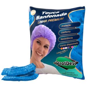 Touca Sanfonada Azul C/100 - Protdesc