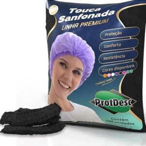 Touca Sanfonada Preta C/100 - Protdesc